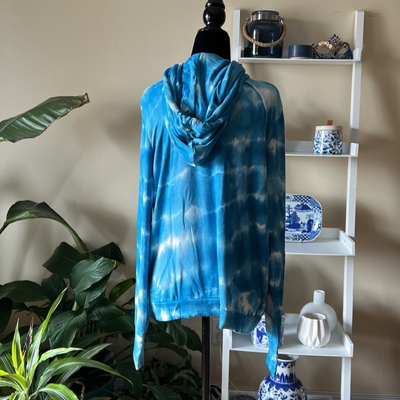 HOODIE zip up hoodie teal tie dye size large - Picture 9 of 11